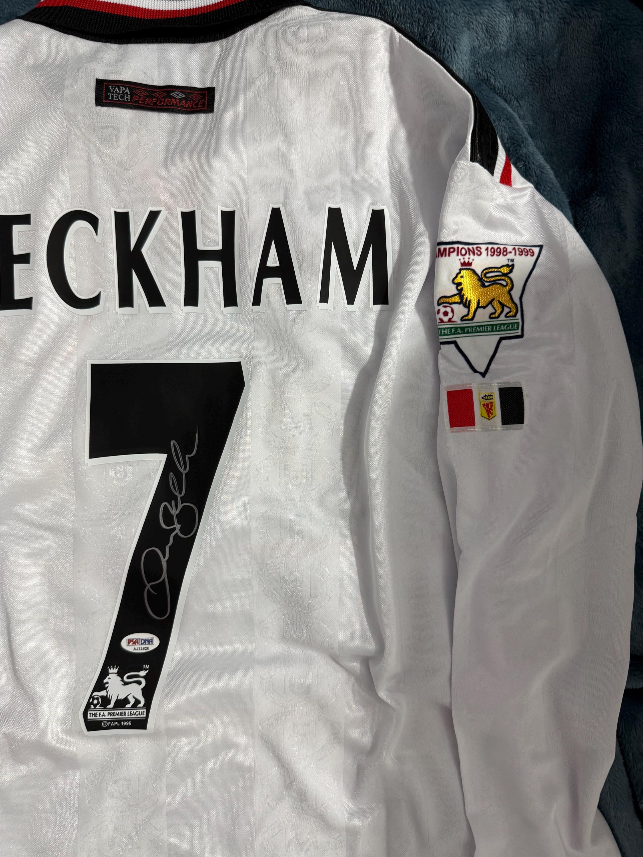 BECKHAM 7 ユニフォーム VAPA TECH PERFORMANCE David Beckham PSA/DNA Signed Autographed Manchester United White