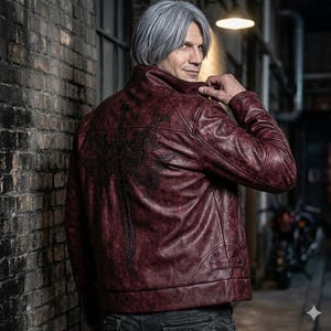 Chaqueta de cuero carmesí de Devil Hunter - Inspirada en Dante de DMC5
