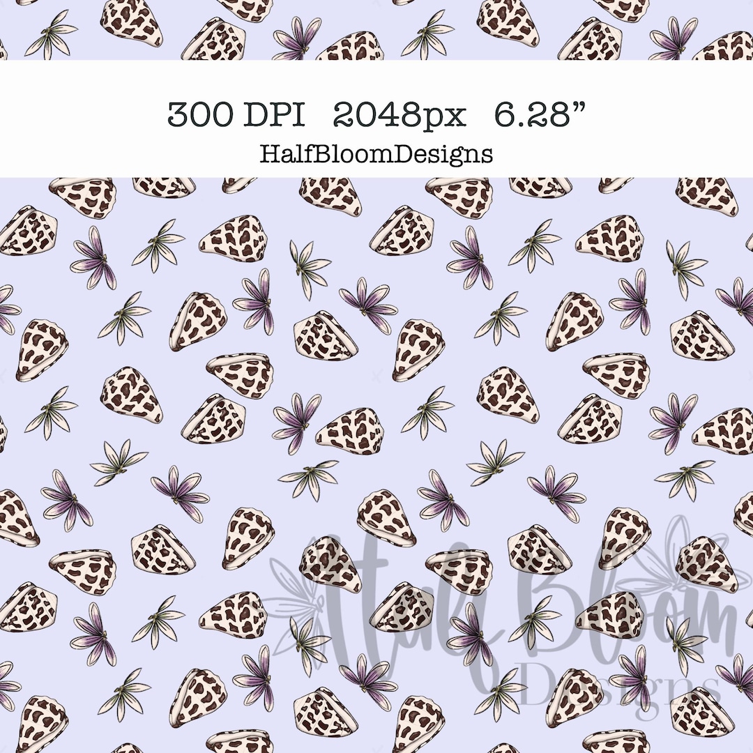 Hebrew Cone Shell Pattern Naupaka and Hebrew Cone Shell Digital Seamless Pattern (digital ...