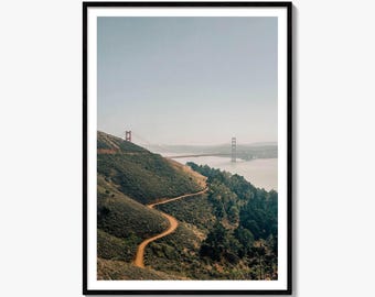 Photo d'art du Golden Gate Bridge, affiche de Marin Headlands, décoration murale de San Francisco
