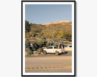 Pacific Coast Highway Truck Fine Art Photo Print, Big Sur Roadside, California Hillside Poster