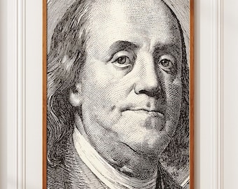 Benjamin Franklin Portrait Print: Founding Father Engraving (Digital Download)