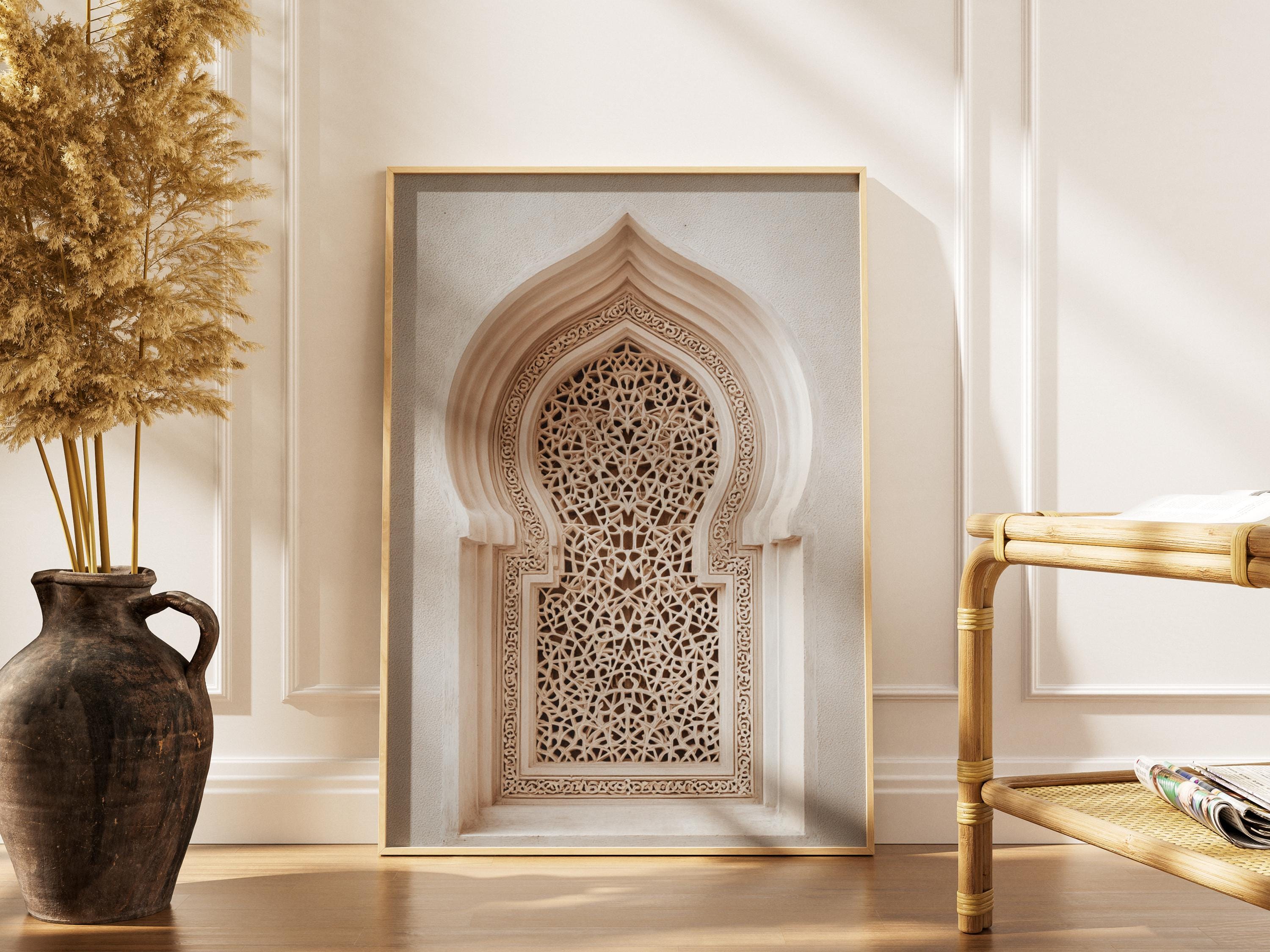 Traditional mashrabiya wooden screens with geometric patterns