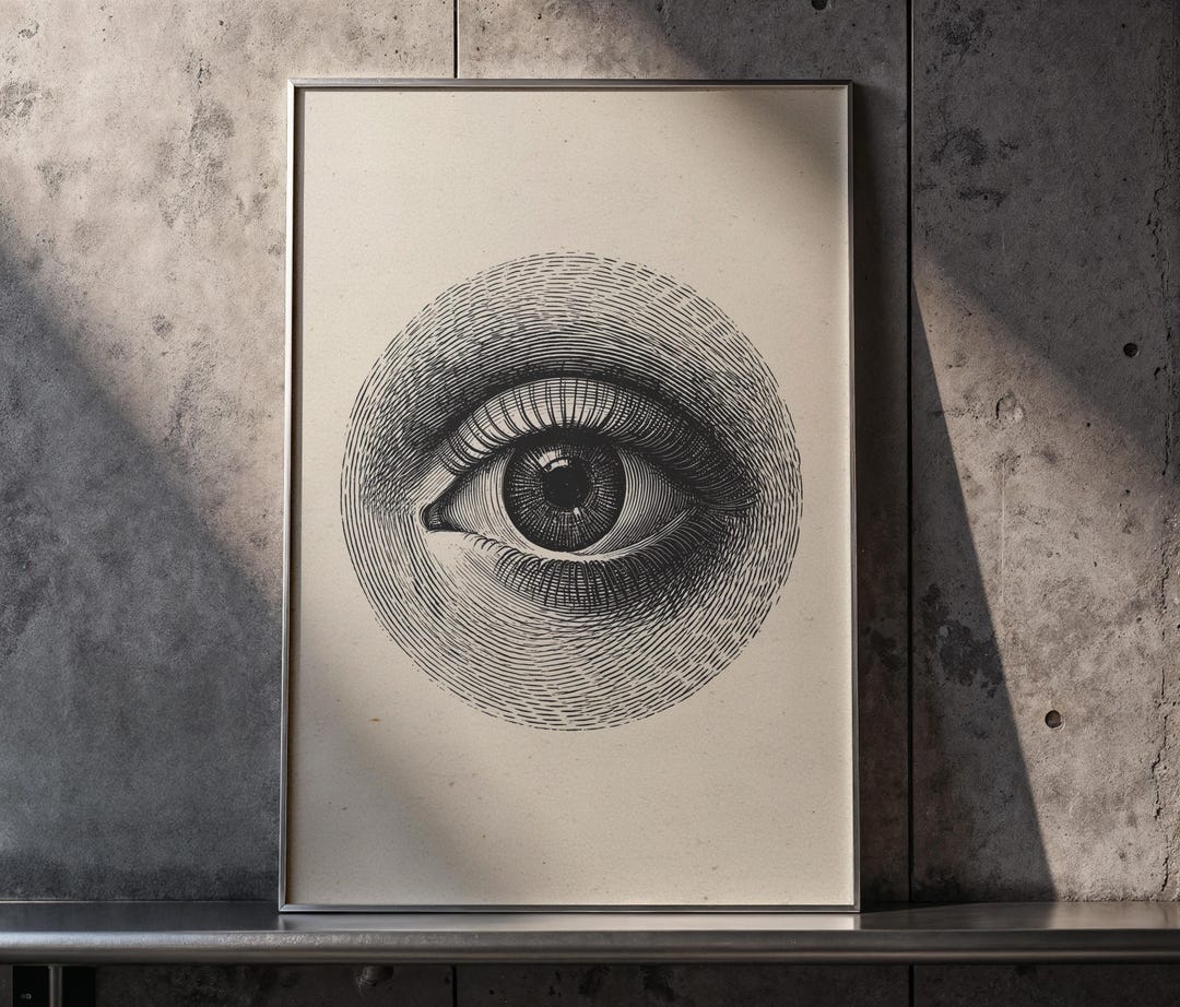 Eye Engraved Pattern Vintage Eye Engraving Print, Black and White Anatomy Art, Retro Line ...