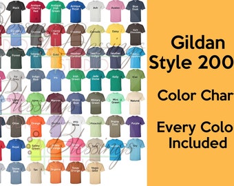 Gildan 2000 T Shirt Color Chart