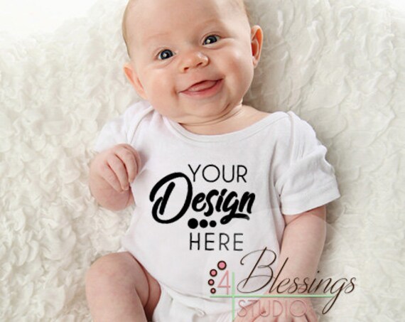 Baby Modeling Blank White Baby Bodysuit-Shirt Mockup Baby Modeling Blank White Baby Bodysuit-Shirt Mockup