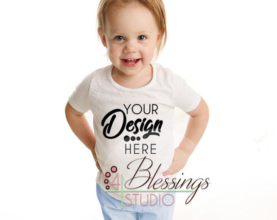 Blank White Toddler Shirt Mockup Modeled Toddler T