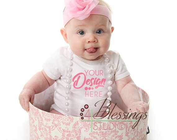 Baby Girl Bodysuit-Shirt Mockup Modeled By Baby Baby Girl Bodysuit-Shirt Mockup Modeled By Baby