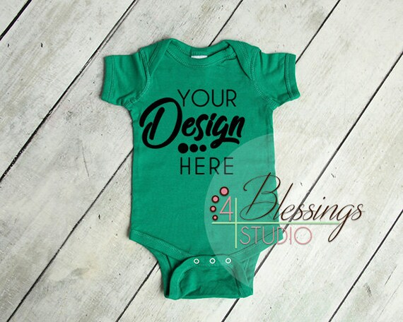 Blank Bodysuit Mockup Kelly Green Baby Bodysuit-Shirt Blank Bodysuit Mockup Kelly Green Baby Bodysuit-Shirt