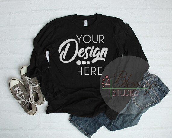 Download Free Black Long Sleeve T-Shirt Mockup Unisex Shirt ...