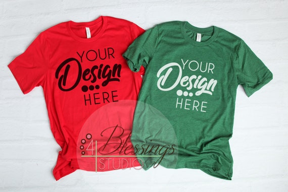 Download Free Bella Canvas Mockup T-Shirt Mockup Red Heather Grass ...