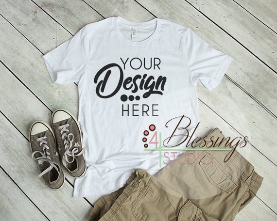 White T-Shirt Bella Canvas Mockup 3001 White Unisex White T-Shirt Bella Canvas Mockup 3001 White Unisex