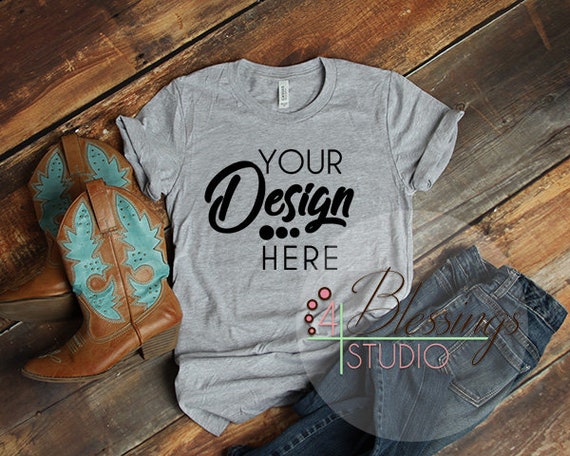 Light Gray Heather Bella Canvas 3001 Unisex Mockup