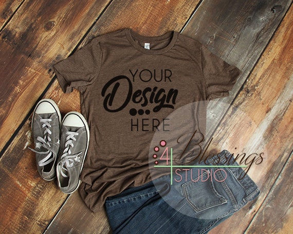 Bella Canvas Mockup 6004 Womens T-Shirt Mockup Heather Brown