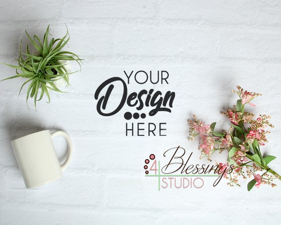 Flat Lay Photo Styled Stock Photography Flower Mug Background