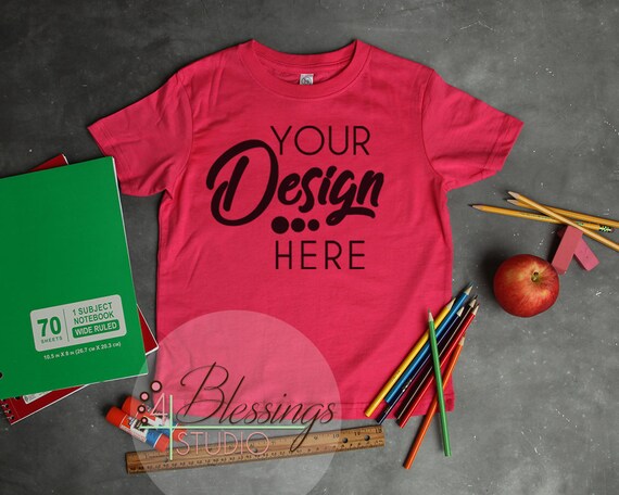 Download Free School Kids Shirt Mockup Bright Hot Pink Childrens ...