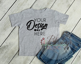 Download Free Blank Heather Gray Kids T Shirt Mockup Gray Shirt Mockup Toddler Mockup Childrens Shirt Flat Lay Rustic Wood Kids Shirt Mockup Toddler Shirt PSD Template