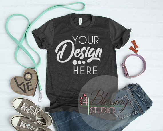 Mockup Bella Canvas Mockup Dog Owner Dark Heather Gray
