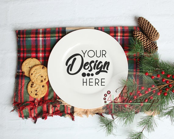 Plate Mockup Christmas Mockup Cookie Plate Mock Up Plate