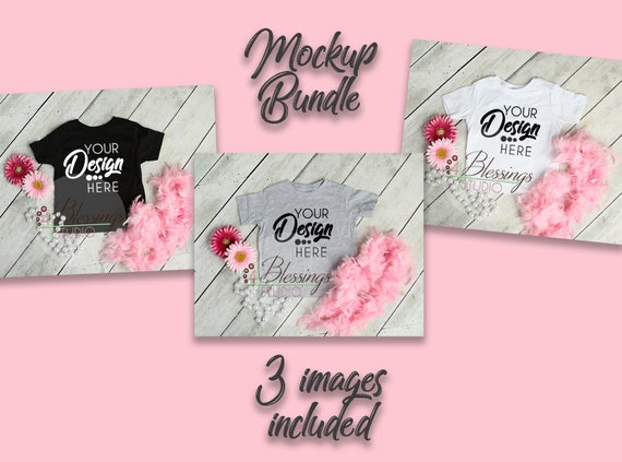Girls Shirt Mockup Bundle Blank T-Shirt Mockups Blank White