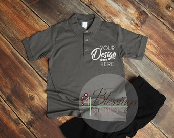 Download Polo Shirt Mockup Charcoal Gray Golf Shirt Template Unisex Shirt Uniform Shirt Flat Lay Mockup Shirt Flat Lay Mens Shirt Mockup Template Free Logo 3d Mockups PSD Mockup Templates