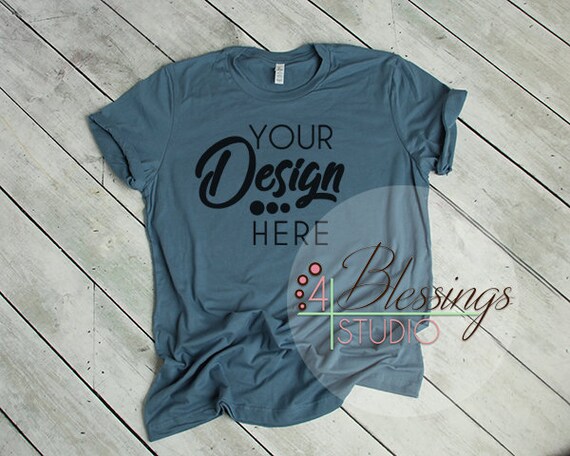 Steel Blue T-Shirt Bella Canvas Mockup 3001 Steel Blue