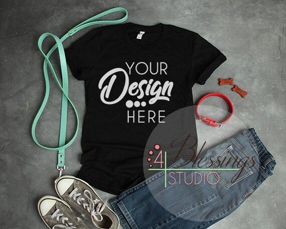 Mockup Bella Canvas Mockup Dog Lover Black T-Shirt Mockup