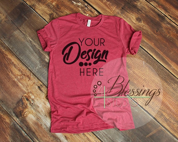 Heather Raspberry Bella Canvas Mockup T-Shirt Heather Raspberry 3001