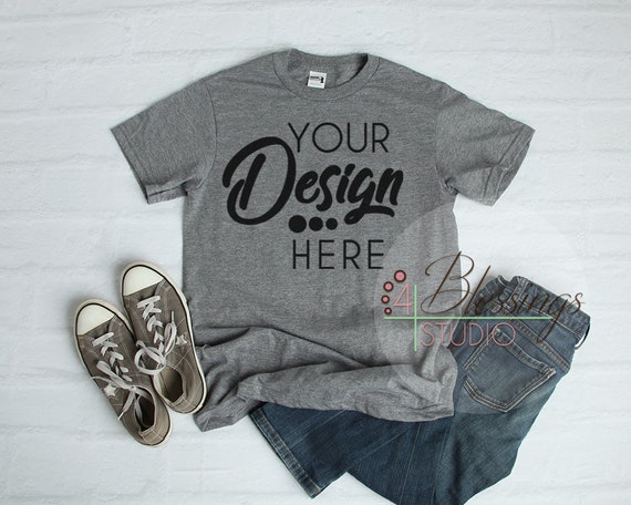 Download Graphite Gray T-Shirt Gildan H000 Mockup Unisex Shirt Svg - Free PSD Mockups