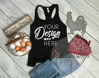 Download Free Black Tank Top Country Farm Flat Lay Next Level Mockup 1533 Tank Shirt Chicken Eggs Flat Shirt Mockup Farm Shirt Rustic wood Shirt Photo PSD Template