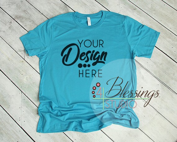 Aqua T-Shirt Bella Canvas Mockup 3001 Aqua Unisex
