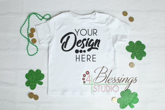 St Patrick Kids Shirt Mockup White Childrens Flat Lay St Patrick Kids Shirt Mockup White Childrens Flat Lay
