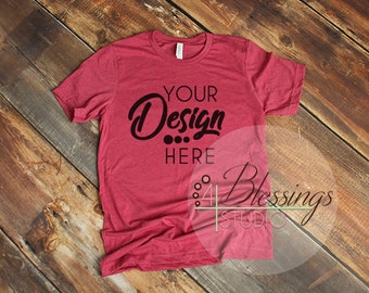 Download Free Heather Raspberry T Shirt Bella Canvas Mockup 3001 Raspberry Unisex Shirt TShirt Flat Shirt Mockup Flat Lay Mens Shirt Mockup Printful PSD Template