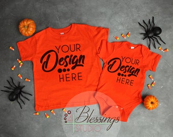 Download Halloween Mockup Orange Bodysuit And T Shirt Fall Flat Lay Baby Shirt Blank Toddler Mockup Baby Bodysuit Flat Lay Rabbit Skins Mockup Baby Free T Shirt Mockup For Photoshop Psd PSD Mockup Templates