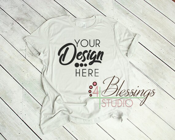 Silver Bella Canvas Mockup T-Shirt Silver 3001 Unisex Flat