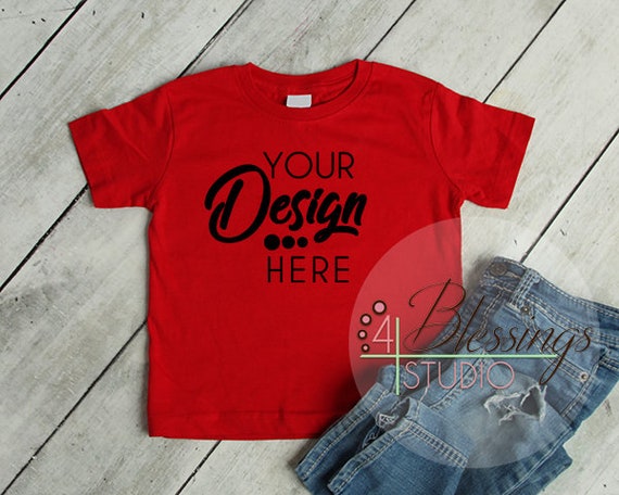 Download Free Blank Red Kids T-Shirt Mockup Red Shirt Mockup (PSD ...