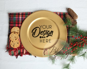Gold Charger Plate Mockup Christmas Mockup Cookie Plate Mock Up Plate Flat Lay Plate Template Photo Template Farmhouse Kitchen Svg 90 Free Metal Logo Mockups