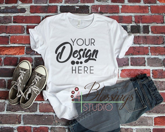 Download Free White T Shirt Bella Canvas 3001 Unisex Shirt Mockup Psd Download Best Free Photoshop Psd T Shirt Mockup Templates PSD Mockup Templates