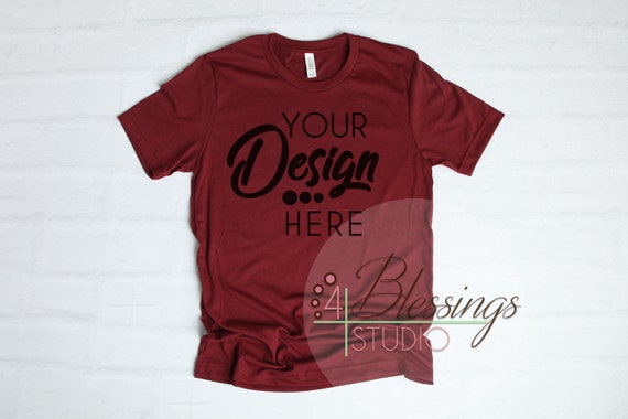 Heather Cardinal T-Shirt Bella Canvas Mockup 3001 Unisex Heather Cardinal T-Shirt Bella Canvas Mockup 3001 Unisex