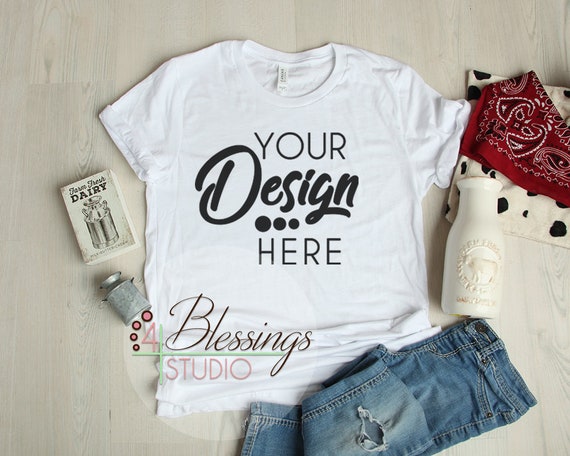 Download Free Free White T Shirt Country Farm Flat Lay Bella Canvas Mockup Psd Logo 3d For Mockup T Shirt Free Mockup Logo PSD Mockup Template