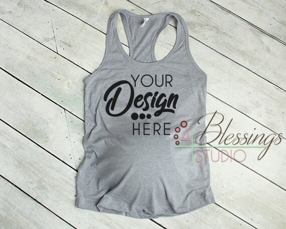 Maternity Tank Mockup Next Level 1533 Heather Gray Racerback
