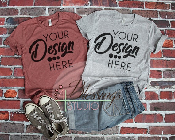 T-Shirt Bella Canvas 3001 Unisex Shirt Mockup Heather T-Shirt Bella Canvas 3001 Unisex Shirt Mockup Heather