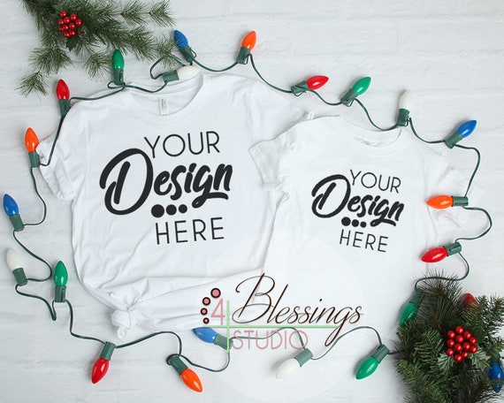 Download Christmas Mockup T Shirt White Parent Child Mockup Mom Kid Download Tshirt Psd Mockups PSD Mockup Templates