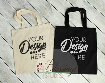 Download Tote Bag Mockup Canvas Tote Mockup Natural Black Tote Mock ...