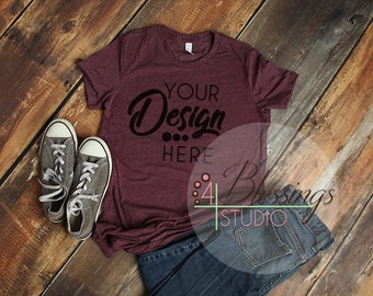 Bella Canvas Mockup 6004 Women S Tshirt Mockup Heather Red Etsy