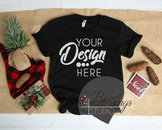 Black Christmas T-Shirt Bella Canvas Mockup 3001 Shirt Flat Black Christmas T-Shirt Bella Canvas Mockup 3001 Shirt Flat