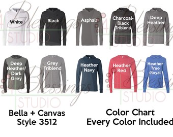 Bella Canvas Long Sleeve Color Chart