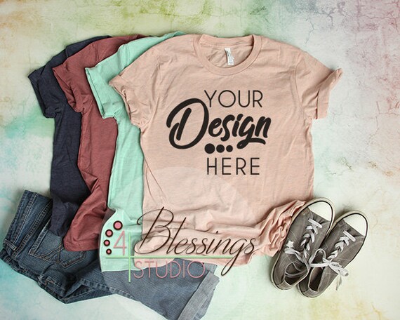 T-Shirt Bella Canvas Mockup 3001 Unisex Shirt Multi Color