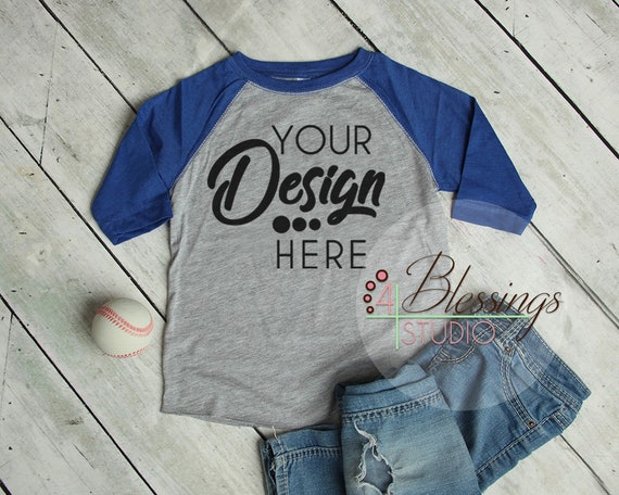 Raglan Shirt Mockup Rabbit Skins Baseball T-Shirt Blue And Raglan Shirt Mockup Rabbit Skins Baseball T-Shirt Blue And