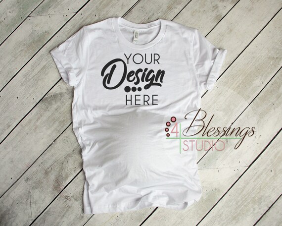 Maternity T-Shirt Mockup Bella Canvas 3001 White Tee